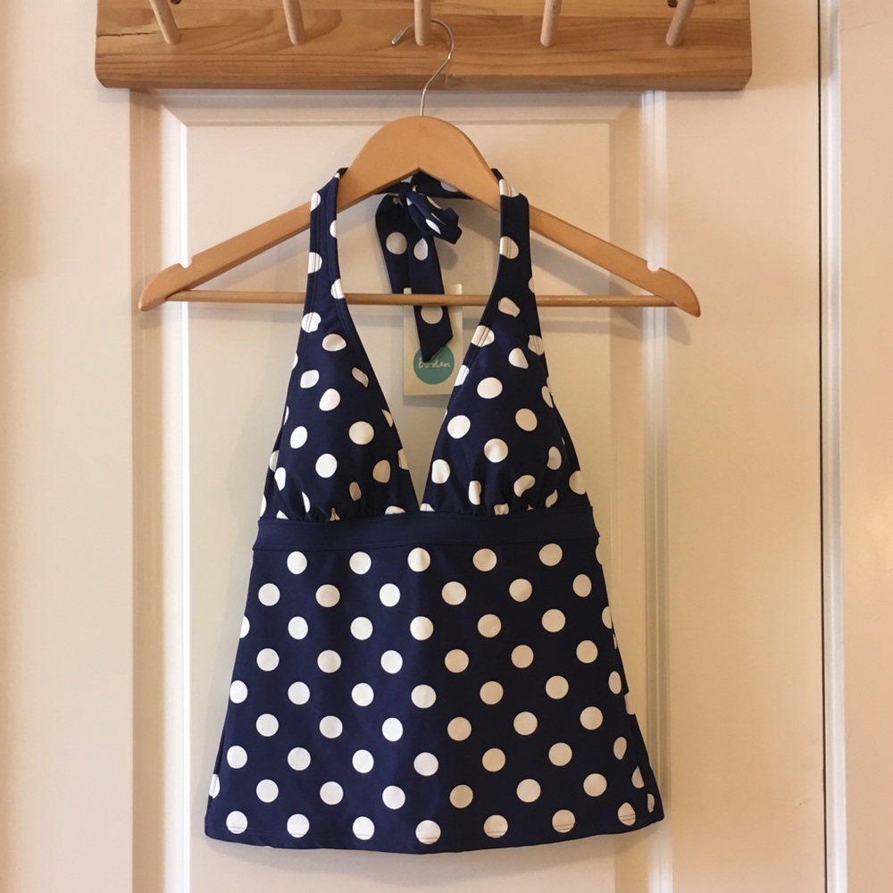 NWT Boden Polka Dot Halter Tankini Size 4